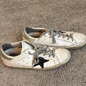 Golden Goose White and Black Star Sneakers